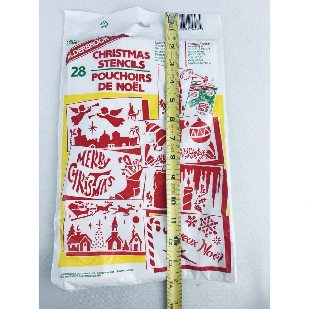 Vintage Alderbrook Frosty Christmas Stencils 28 Spray Snow  Sealed Window Decor